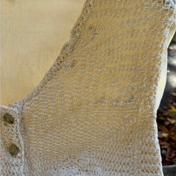 VINTAGE CREAM BOHO CROCHET KNIT ROMANTIC BLOUSE - SIZE 1X - Picture 11 of 16